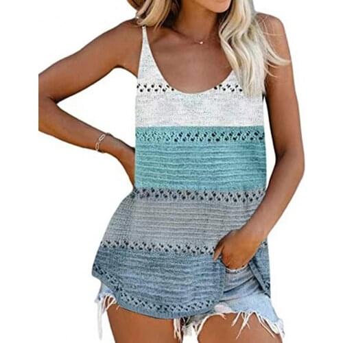 Summer t Shirt Female Tops Comfortable Stylish Round Neck Casual Women Shirt Sleeveless contrast color fashion Tops Women