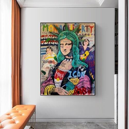 Mona Lisa Liberty Graffiti Art Paintings on The Wall Posters and Prints Matisse Classical Luxury Canvas Pictures Home Wall Decor