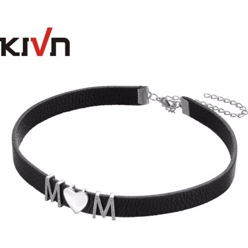 KIVN Fashion Jewelry Pave CZ Cubic Zirconia Black Gothic Leather Collar Choker Necklaces for Women Birthday Christmas Gifts