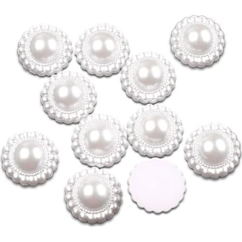 LF 50Pcs Mixed 19mm Pattern Half Round Pearl Decoration Craft Flatback Cabochon Embellishments For Scrapbooking Diy Accessories