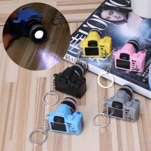 5 x 5 x 3 cm Mini Digital Reflex DSLR Camera LED Flash Light Torch Shutter Sound Keychain