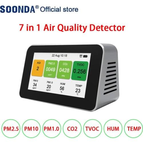 Multifunctional Air Quality Detector CO2 Tester Meter Dust PM2.5 PM1.0 PM10 TVOC Temperature and humidity meter Measurer