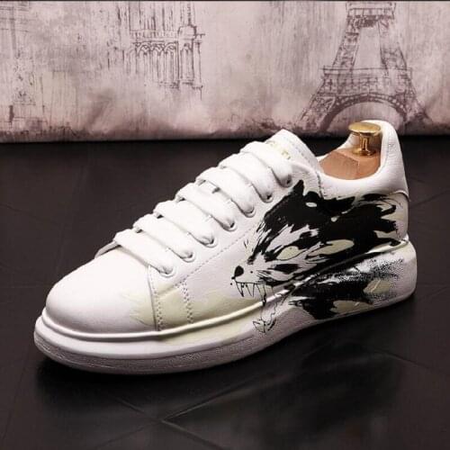 Mens Small White Casual Shoes Versatile Fashion Platform Shoes Loafers Breathable Platform Shoes Men 1A42