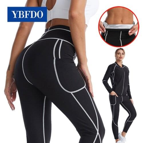 YBFDO Hot selling Sauna Sweating Pants Hot Thermo Leggings Weight Loss Fat Burn Neoprene Suit Running Tummy Shaper Corset
