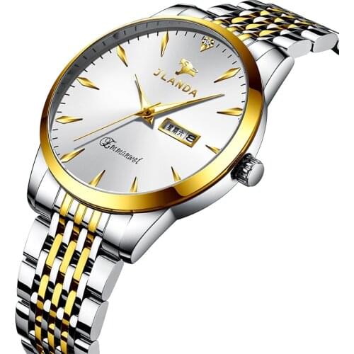 2021 New High-end Fashion Mens and Womens Calendar Luminous Waterproof Watch Stainless Steel Business Quartz Watch