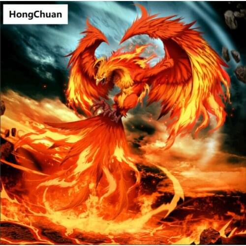 Fire Phoenix, DIY, diamond painting, cross stitch, ladies needlework, home decoration, square mosaic, 5D diamond embroidery