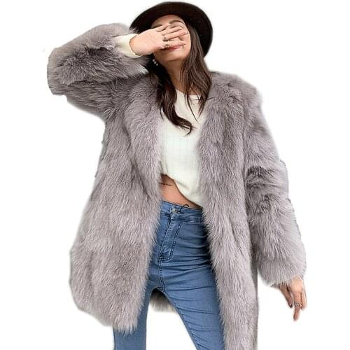 Fox fur coat women 2020 autumn and winter new fashion V-neck real fur raccoon fur genuine natural fur long coat