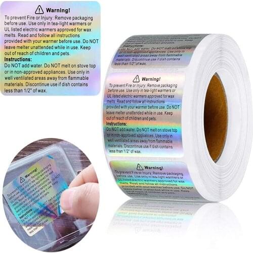 Warning Labels Candle Sticker DIY Candles Accessories Laser Warning Labels Warning Sticker 500pcs/roll Rectangle