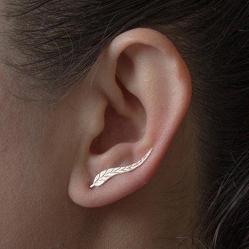 Simple Women Punk Alloy Ear Cuffs Leaf Shape Ear Stud Earrings Fashion Accessories Cuff Piercing Multi Curve Earring