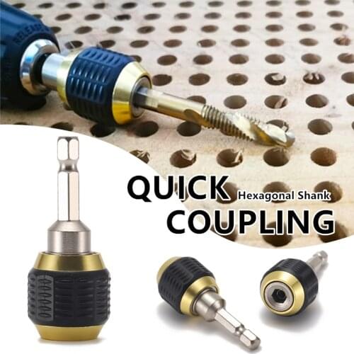60mm Hexagonal Shank Quick Coupling 1/4 Inner Hex self-locking Connecting Rod Drill Bit Holder Drill Chuck Wood Cutter Tools