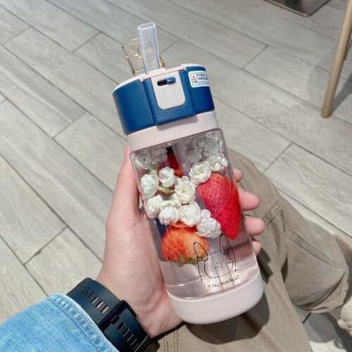 430/600 ML Water Bottles 14.5/20 Oz Straw Cup Female Anti-fall Student Adult Pregnant Woman Children Hose Water Cup Drinking