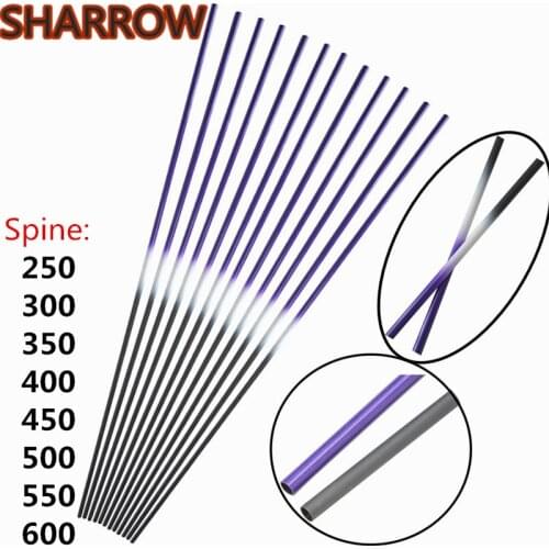 12/24pcs 30" Archery Pure Carbon Arrows Shaft SP 250-600 ID6.2mm Carbon Arrow Shafts Arrow DIY Tool Hunting Shooting Accessories