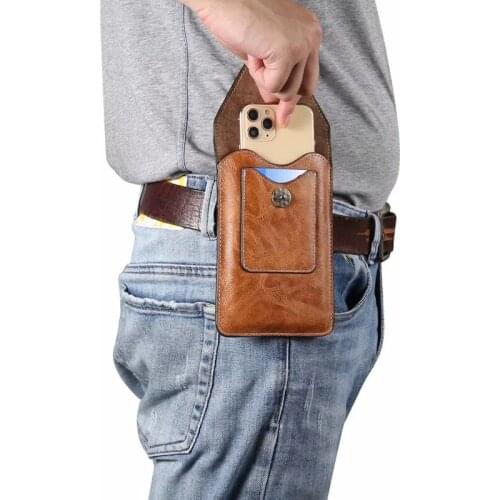 Universal Pouch for iPhone Samsung Huawei Xiaomi PU Leather Shell Phone Case Cover Card Slot Wallet Outdoor Sports Phone Bag