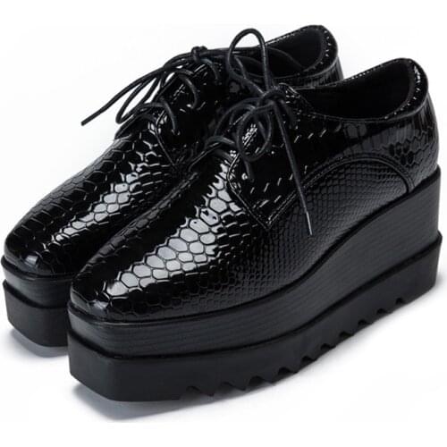 Goth Platform Creepers Genuine Leather British Wind Belt Star High-Heeled WomenS Shoes Tenis Feminino Zapatos Mujer