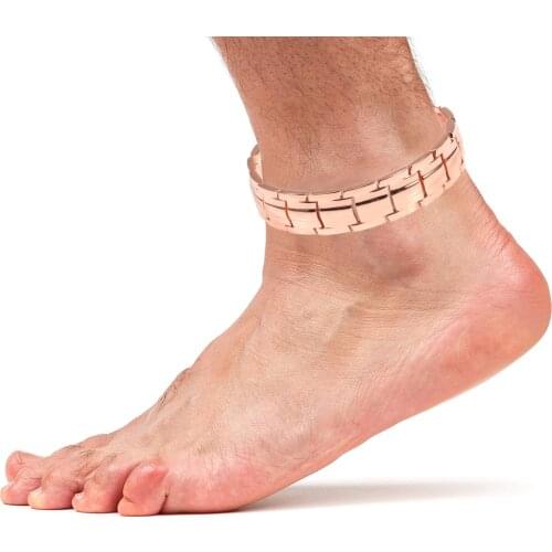 Jewelry Copper Magnetic Anklet for Men with Magnets/infrared/ Tourmaline/Germanium/Negative ion 26cm/12mm
