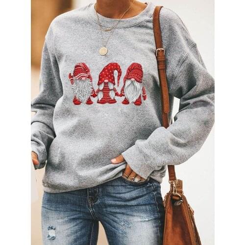 2020 New Christmas Tops Women Hoodie Pullovers Tops Print Dwarf Heart Sleeve Sweatershirt Casual Loose O Neck Wear Clothing