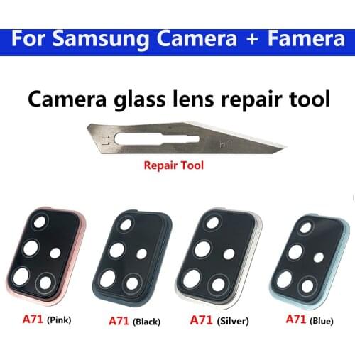 10Pcs/Lot Back Rear Camera Glass Lens Cover With Frame For Samsung A71 Replacement Spare Parts