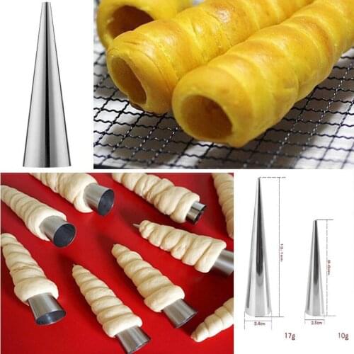 2/5pc Kitchen Stainless Steel Baking Cones Horn Pastry Roll Cake Mold Spiral Baked Croissants Tubes Cookie Dessert Molds Tool