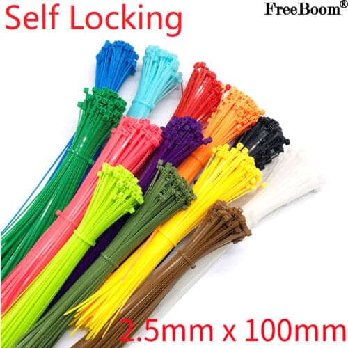 30pcs Self Locking Nylon Cable Ties 2.5x100mm Plastic Zip Tie Band Wire Binding Wrap Straps DIY Cable Fasten Organiser Colorful