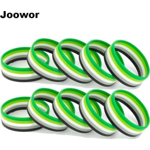 Aromantic Rainbow Pansexual Asexual Silicone Bracelets Pride LGBT Rubber Bangle for Women Men 10PCS