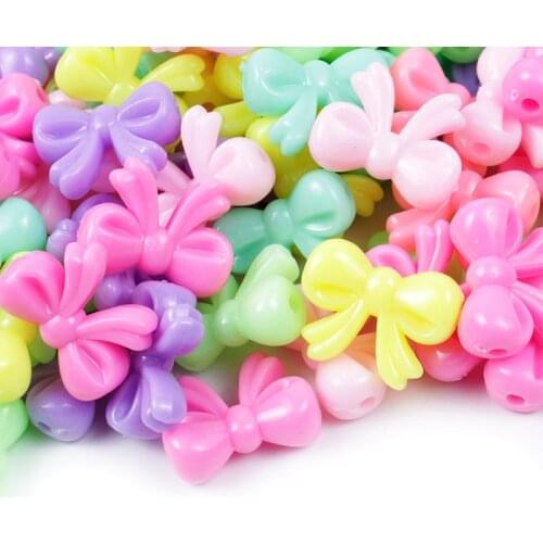 30/60Pcs Acrylic Spacer Loose Beads Mixed Color Bow-knot Beads For Jewelry DIY Making Necklace Bracelet Accesories