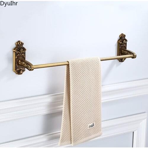 DyuIhr European antique space aluminum wall-mounted towel bar bathroom toilet single bar hotel towel rack bathroom accessories
