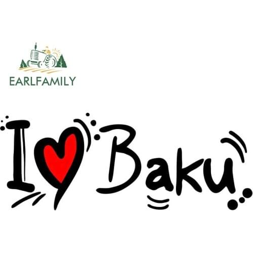 EARLFAMILY 13cm x 5cm for I Love Baku Funny Car Stickers Creativite Motorcycle SUV Decals Scratch-Proof Sunscreen Vinyl Car Wrap