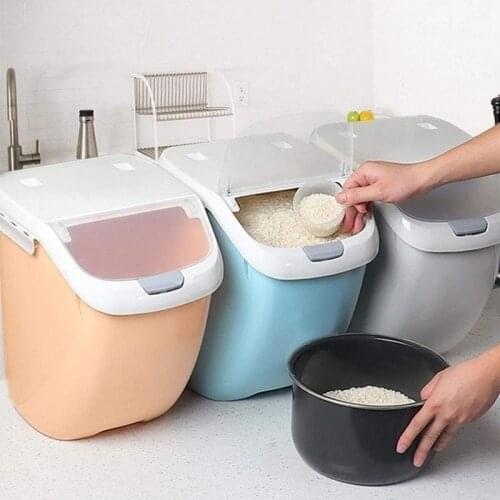 Rice Storage Box Sealed Moisture-Proof Large Capacity Grain Flour Container Pet Food Container Flip Cover Kitchen Organize Bin