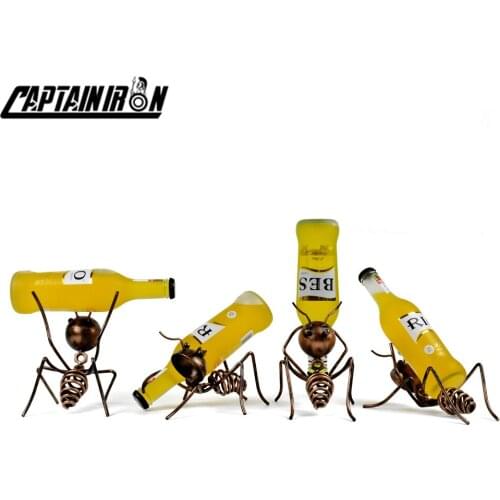 CAPTAINIRON Creative Ant Wine Stand Iron Animal Wine Holder Wine Rack for Modern Home Decor Porta Vinos Metal Decoration