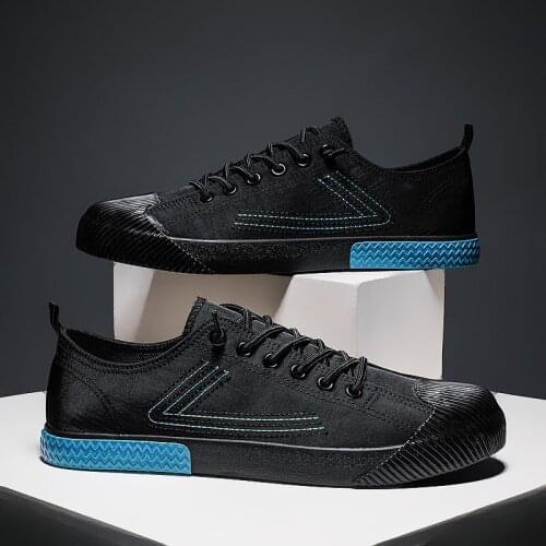 New Fashion Mens Casual Vulcanized Shoes British Fashion Stretch Belt Canvas Sneakers Breathable Soft Sole Sewing Flat Shoes