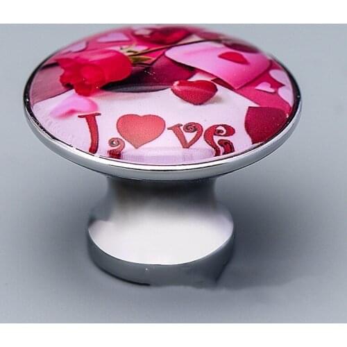 LOVE YOU custom pattern Konb drawer zinc alloy Chinese handle cabinet door crystal handle single hole