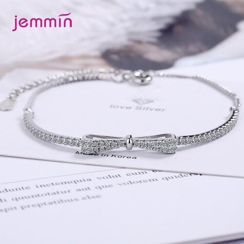 Luxury 925 Sterling Silver Crystal Bracelets For Women Girls 2020 Trend Fashion Jewelry Valentines Day Gift Wholesale