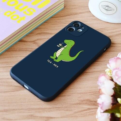 For iPhone Tea Rex Print Soft Matt Apple iPhone Case 6 7 8 11 12 Plus Pro X XR XS MAX SE