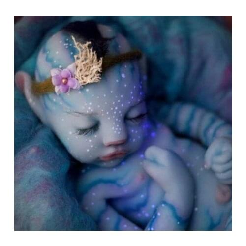 Silicone Reborn Kit Doll Kit Simulation Girl Wearing Clothes Toy Realistic Blue Baby Lifelike Toy for Children Gift