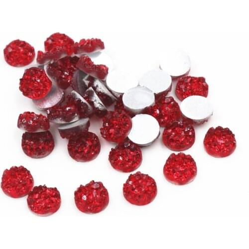 New Fashion 8mm 10mm 40pcs Dark Red Colors Natural ore Style Flat back Resin Cabochons For Bracelet Earrings accessories