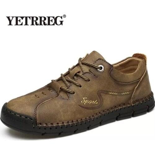 2020 New Men Casual Shoes Handmade Leather Loafers Comfortable Mens Shoes Quality Split Leather Flat Moccasins Men Sneakers