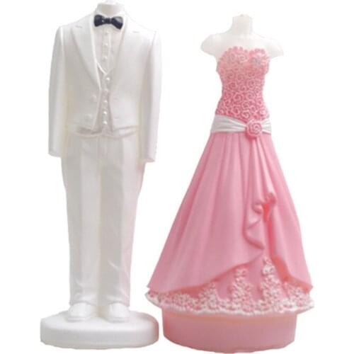 New Wedding Suit Dress Silicone Mold 3D Fondant Cake Decorating Tools Sugarcraft Cupcake Chocolate Baking Mould Soap Molds H512