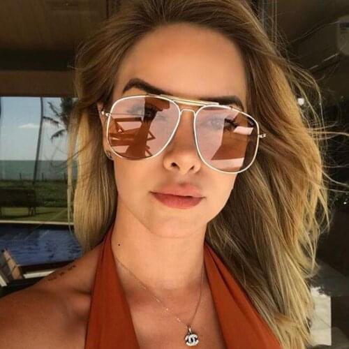 Fashion Square Sunglasses Women Oversized Ocean Lens Men Shades Glasses Luxury Brand Metal Bridge Trend Unique Female Eyewear