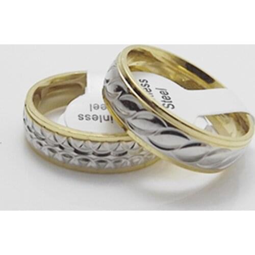 Wholesale 36 pcs 6mm fashion Golden inner arc Cut flowers stainless steel rings