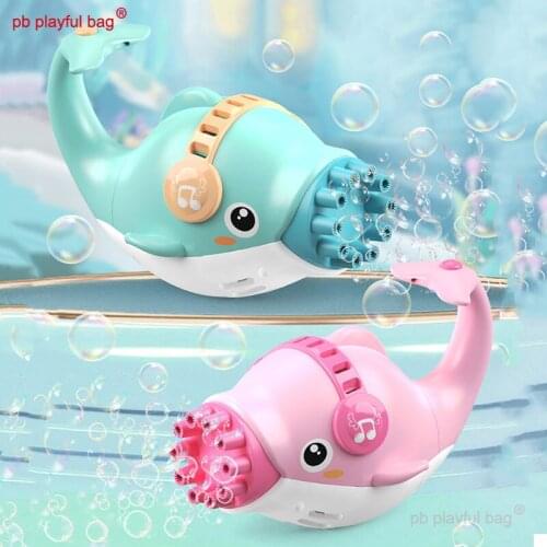 PB Playful Bag Summer outdoor sports game childrens Cartoon dolphin Gatling bubble machine electric toys Creative gift TG16