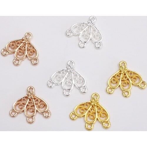 50pcs 22x21mm Metal Alloy Leaf Charms Pendant Connectors With 4 Loops DIY Handmade Accessories For Jewelry Making