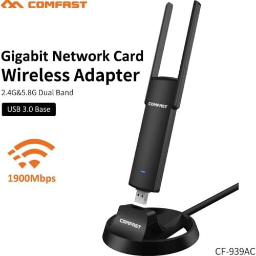 COMFAST 1900Mbps AC Network Card USB Wifi Antenna USB Wifi Adapter 2.4Ghz & 5.8Ghz Dual Band wifi Dongle Plug And Play CF-939AC