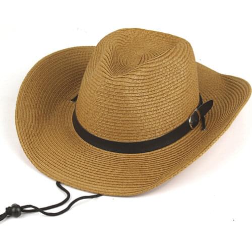 Fibonacci New Summer Sun Hats Men Brown Panama Western Cowboy Hat Folding Wide Brim Straw Hat Casual Outdoor Sombrero Hat