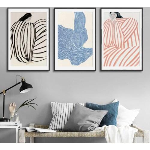 Nordic Posters And Prints Abstract Figure Lines Curve Bird Wall Art Canvas Painting Gallery Wall Pictures For Living Room Decor