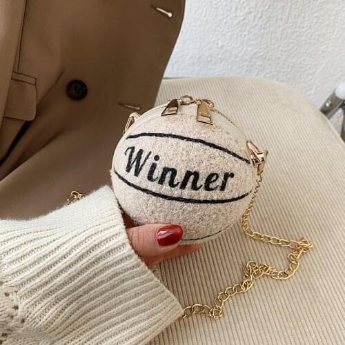 Novel Plush Tennis Design Mini Crossbody Bag Shoulder Chain Bag for Women Designer Bag Ladies Purses and Handbags Clutch Bag