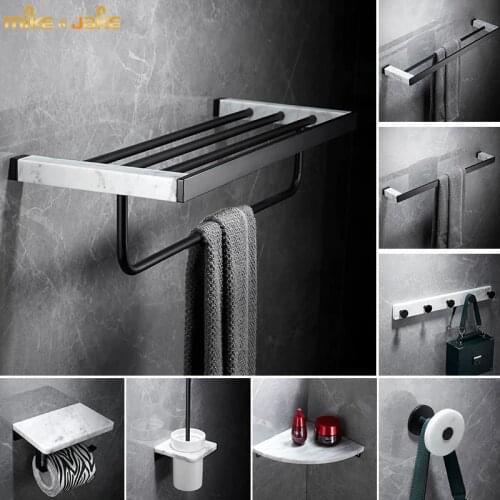 Light luxury marble matte black towel rack Nordic bathroom black towel rack bathroom shelf Copper Pendant Set