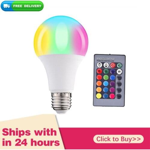 New 1PC E27 85-265V RGBW LED Bulb Lights 3W 5W 10W 15W RGB Lamp Changeable Colorful RGB LED Lamp With Remote Dropshipping