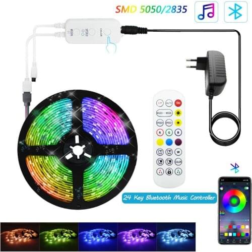 LED Strip Light RGB 2835 5M 10M 15M SMD 5050 Waterproof 24Key Bluetooth Music Flexible Diode Ribbon Tape LED For Room Decoration