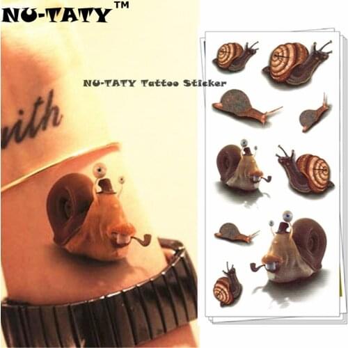 Nu-TATY Cute Mr. Snail 3d Temporary Tattoo Body Art Flash Tattoo Stickers 19*9cm Waterproof Styling Tatoo Home Decor Sticker