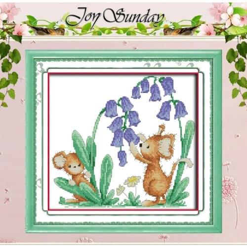 Bluebells and mice patterns counted Cross Stitch 11CT 14CT Cross Stitch Set Wholesale DIY Cross-stitch Kit Embroidery Needlework